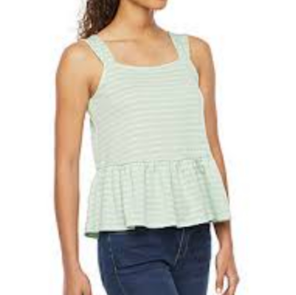 a.n.a. size 2X striped tank top green/white with ruffled bottom